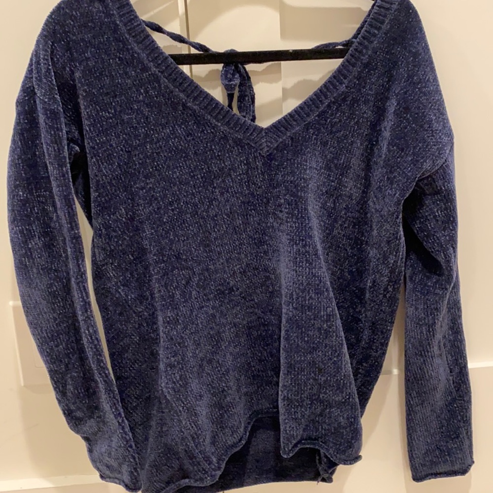 Blue tie back sweater!